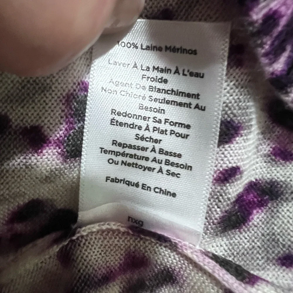 Talbots Pure Merino Wool Leopard Print Top Size Small